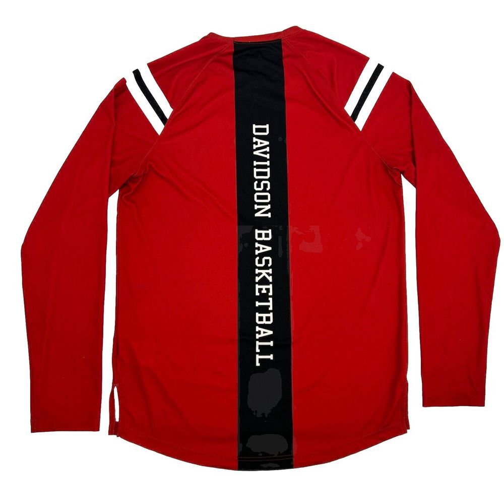 Davidson Wildcats Shirt Mens L Red Under Armour Long Sleeve Crew Neck Basketball - Picture 6 of 11